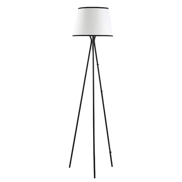 MODERN HABITAT EnchantGlow 67 in. 1-Light Modern Black Tripod Floor Lamp for Living Room with Metal Shade