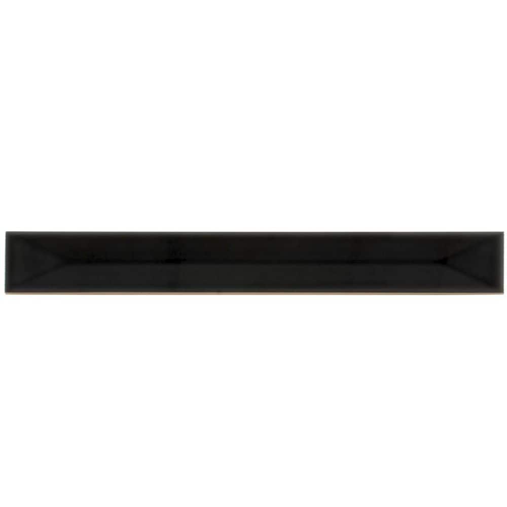 Horizonte 2 in. x 8 in. Glossy Jet Black Ceramic Deco Subway Wall Tile Sample price history on PriceWatchPro