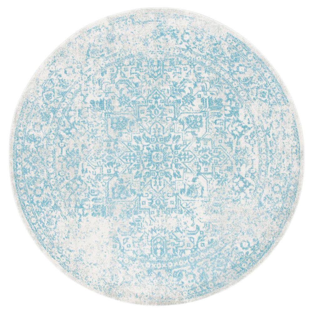 Evoke 5 ft. x 5 ft. Ivory/Aqua Distressed Border Medallion Round Area Rug price history on PriceWatchPro