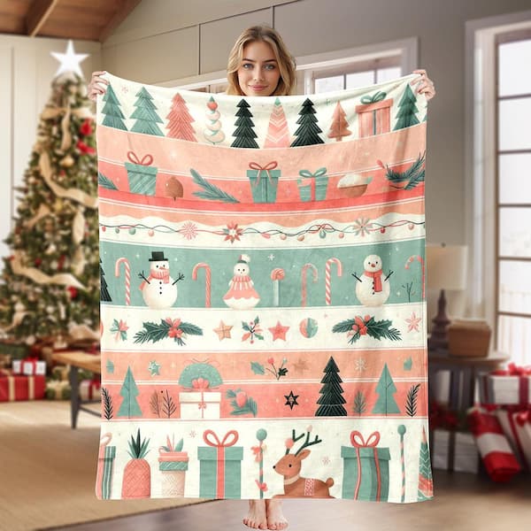 Christmas Blanket Holiday Xmas Gift 60 in. x 80 in. Microfiber Fleece Blanket-IMG 12