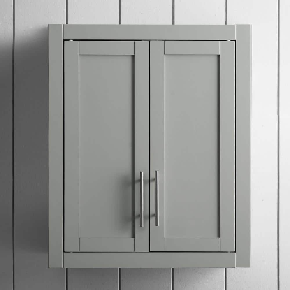 Savannah Gray Shaker-Style Wall Cabinet with Chrome Hardware