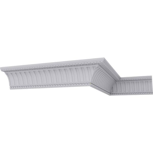 Ekena Millwork SAMPLE - 4-1/4 in. x 12 in. x 4-3/4 in. Polyurethane Cove Dentil with Bead Crown Moulding