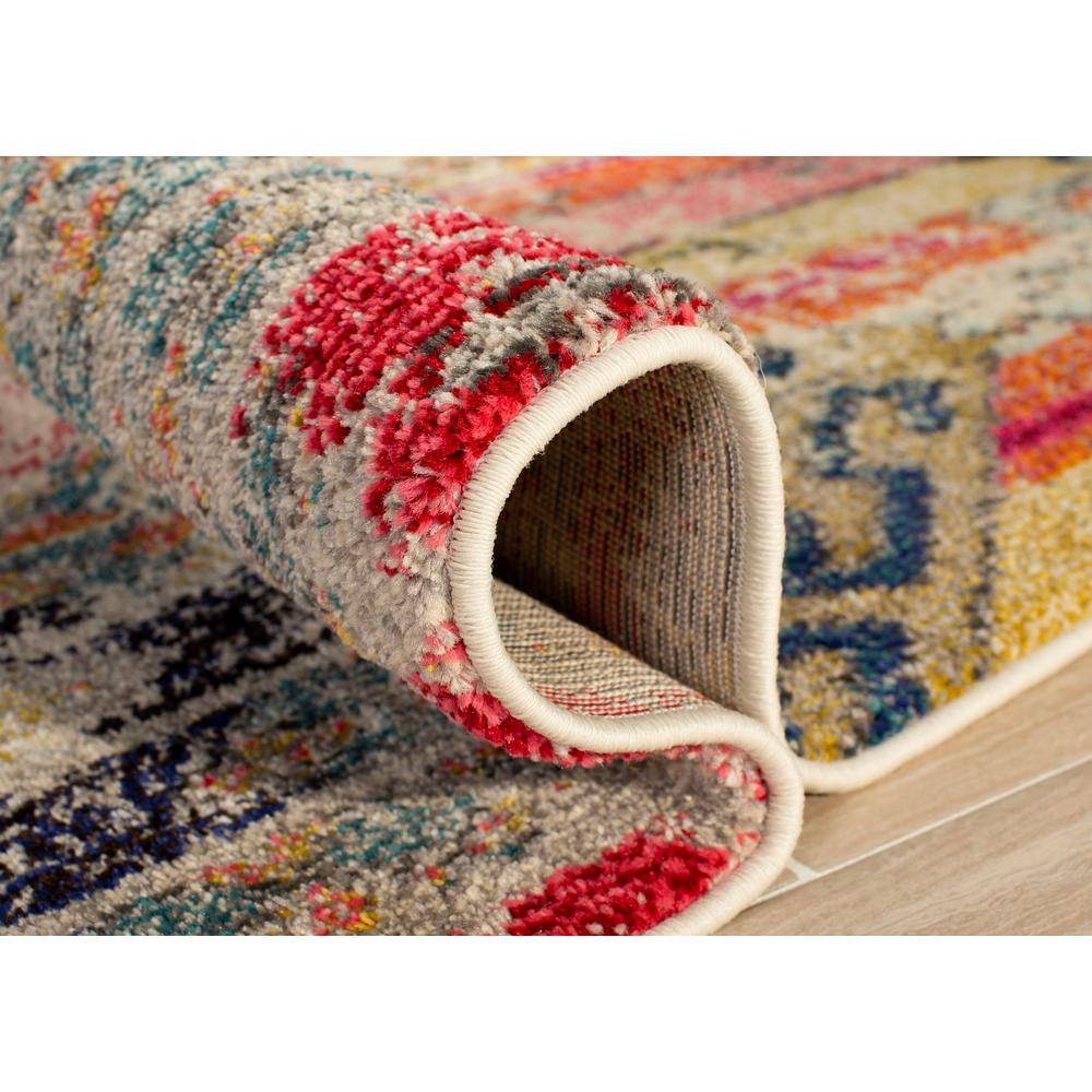 Monaco Light Grey and Multicolor Synthetic 12' x 18' Area Rug