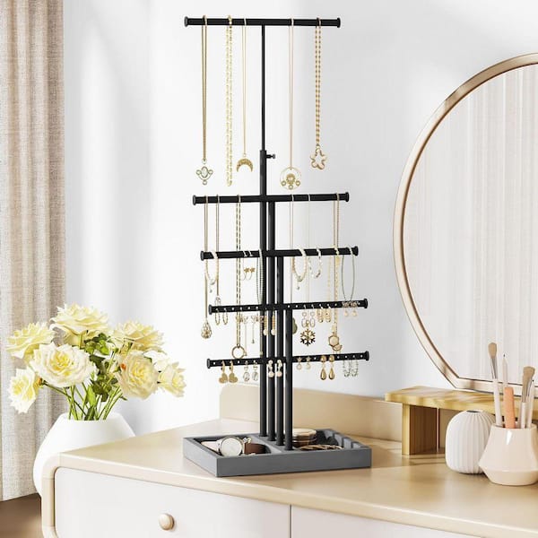 Weathered Grey 8.5 in. x 25 in. Metal Modern Jewelry Display Stand