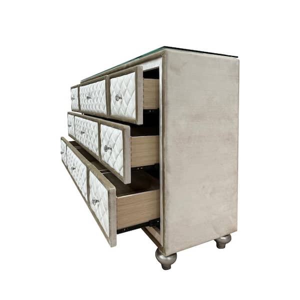 Lucienne Beige Velvet 9 18 Dresser
