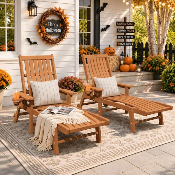 Thoeoe Outdoor HDPE Adjustable Reclining Chaise Lounge Chairs with
