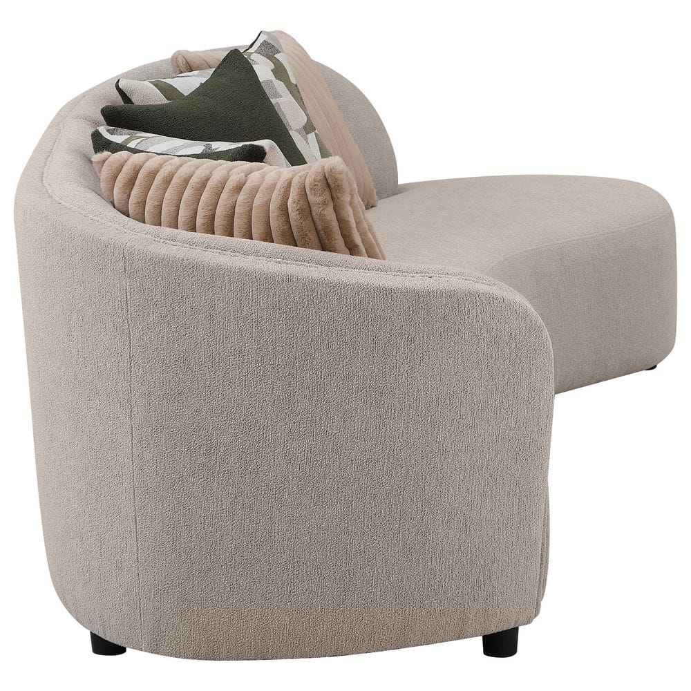 Greige Fabric Upholstered Two-Piece Curved Sectional Sofa