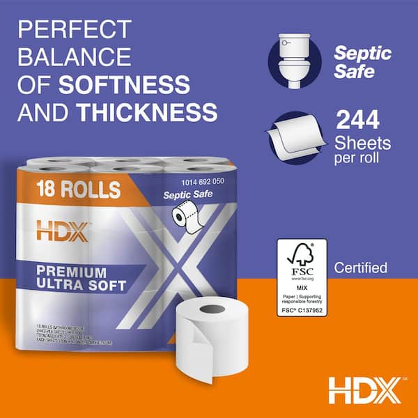 Premium Ultra Soft 2-Ply Toilet Tissue (244-Sheets Per Roll-18-Rolls Per Pack)
