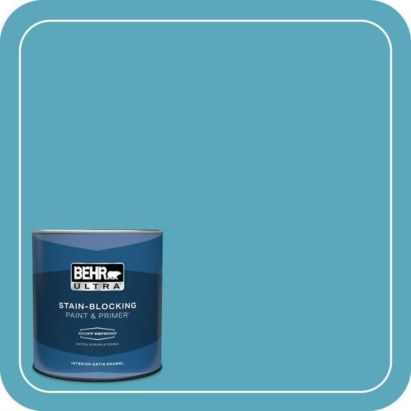 BEHR ULTRA 1 qt. #T15-11 Sonic Blue Extra Durable Satin Enamel Interior Paint & Primer