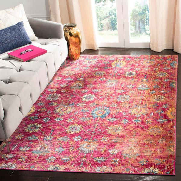 Merlot 8 ft. x 10 ft. Red/Multi Distressed Floral Area Rug
