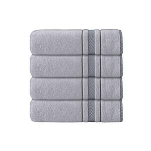 Enchasoft 4-Pieces Silver Turkish Cotton Bath Towels