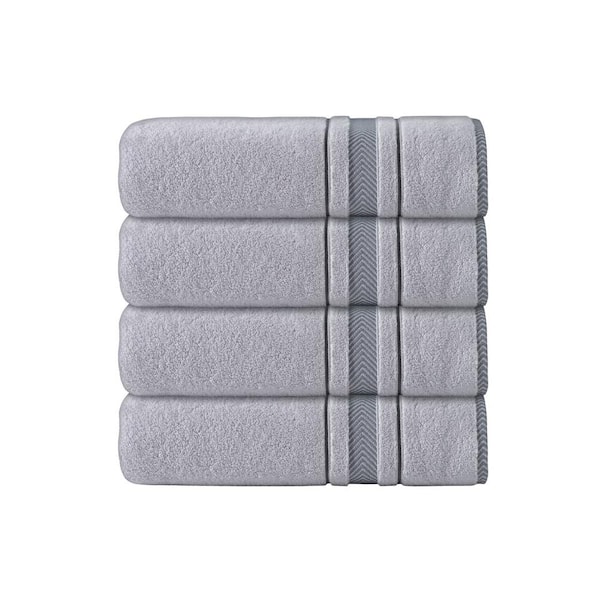 Unbranded Enchasoft 4-Pieces Silver Turkish Cotton Bath Towels