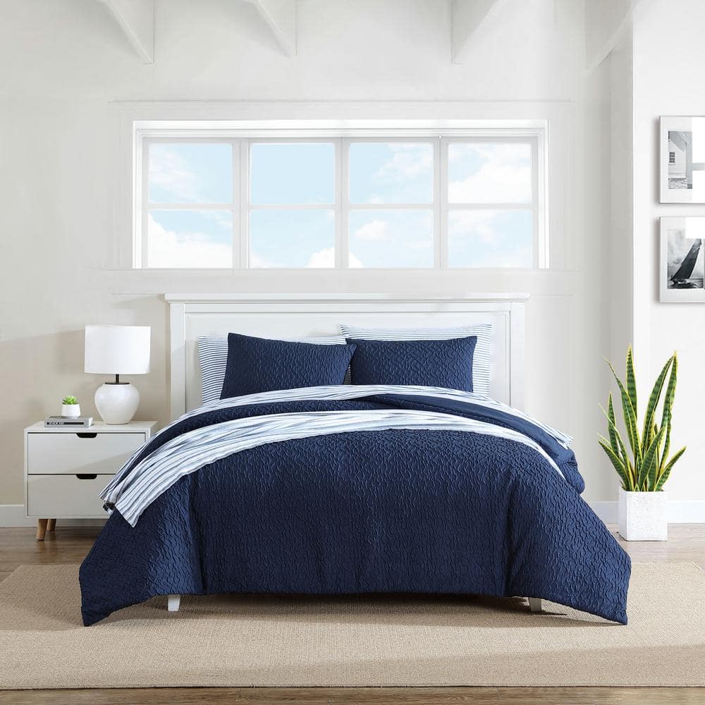 Nautica Point Harbor 2-pcs Blue Microfiber Twin Comforter Set 