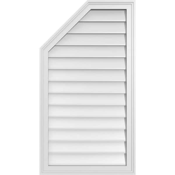 Ekena Millwork 22 in. x 40 in. Octagonal Surface Mount PVC Gable Vent: Decorative with Brickmould Frame