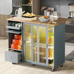 Nestfair Black Modern Kitchen Island with Storage Cabinet and Two Locking  Wheels CKK6670B - The Home Depot