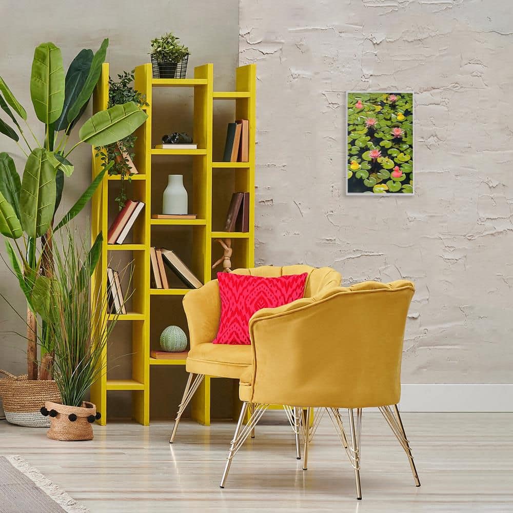 Rubber Ducks on Pond Lilies by Ashley Singleton Gray Framed Nature Giclee Art Print 18 in. x 12 in. price history on PriceWatchPro