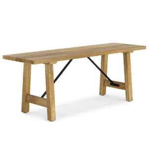 Harvey Solid Mango Wood 47 in. Wide Industrial Contemporary Bench in NaturalDining Bench