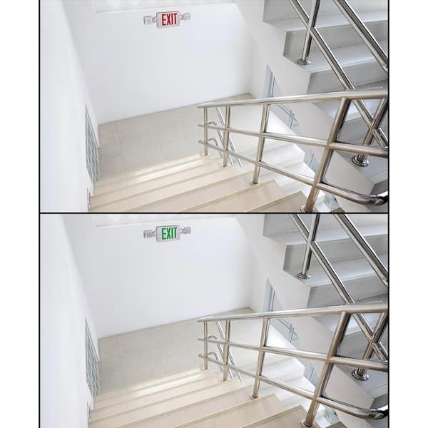 Combination Emergency Lighted Exit Sign with Round Emergency Lights (PLC450)