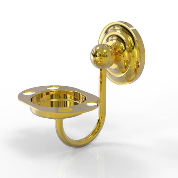 Allied Brass Que New Collection Tumbler and Toothbrush Holder in Polished Brass