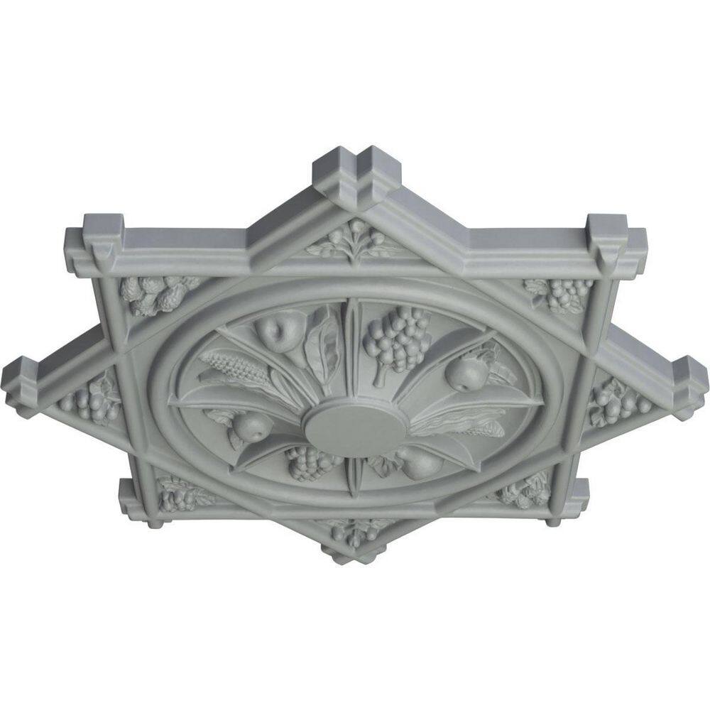 Primed Gray Polyurethane 38.25" Ceiling Medallion with Fruit Design