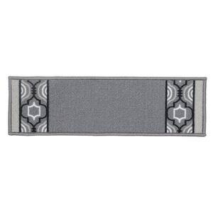 Trellis Border Custom Size Gray 7 in. x 32 in. Indoor Carpet Stair Tread Cover Slip Resistant Backing (Set of 13)