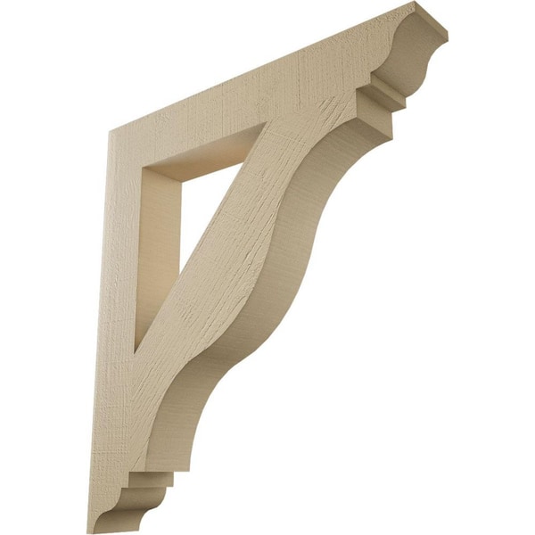 Ekena Millwork 5.5 in. x 40 in. x 36 in. Funston Traditional Rough Cedar Woodgrain Timberthane Polyurethane Bracket, Primed Tan