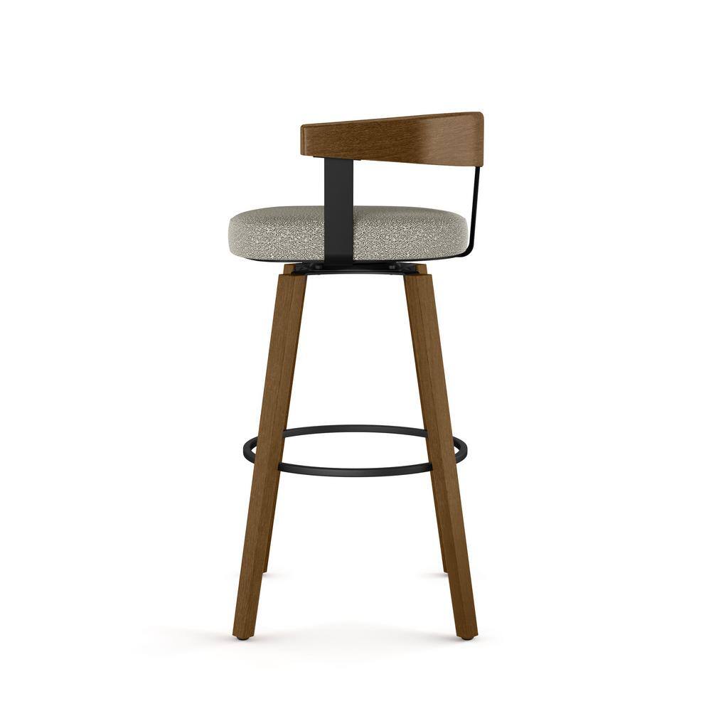 Cohen 30'' Light Beige Swivel Bar Stool with Solid Wood Frame