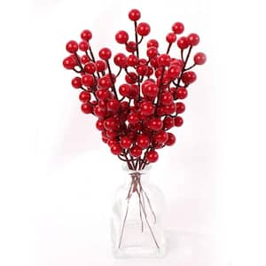 8" Artificial Red Berry Wired Branch Sprays (12 Pack)