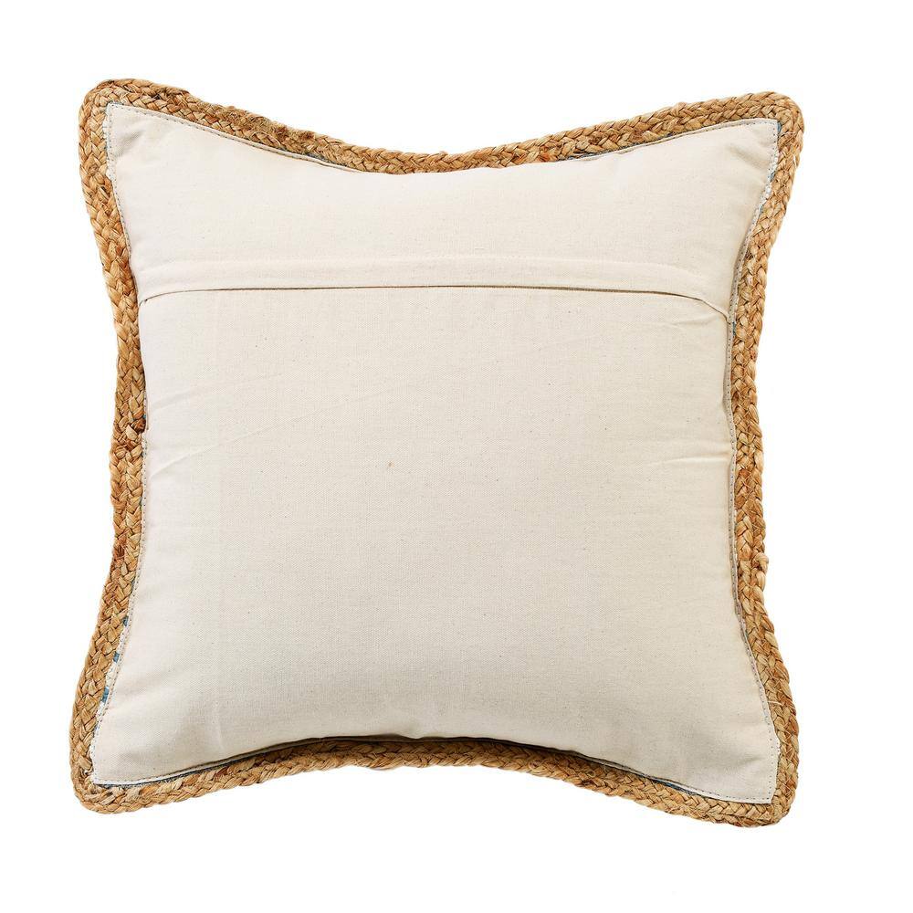 Set of 2 Blue and White Cotton Blend Square Throw Pillows