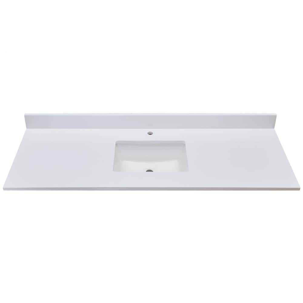 Milano White 61" Composite Stone Vanity Top with Sink