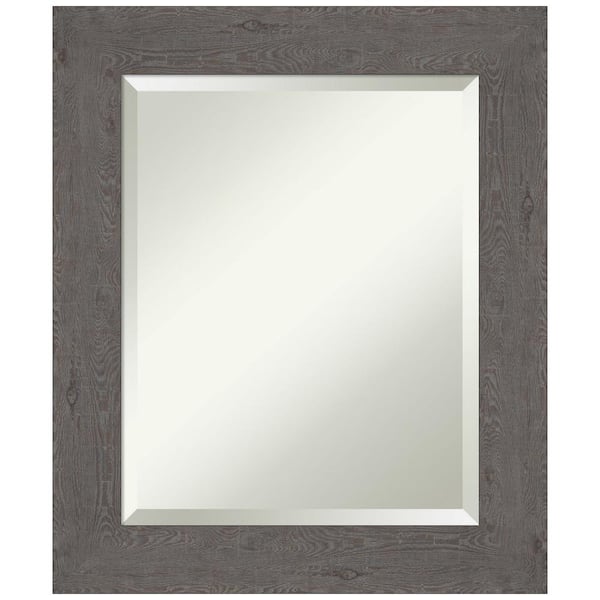 Amanti Art Rustic Plank Grey 21.5 in. H x 25.5 in. W Framed Wall Mirror