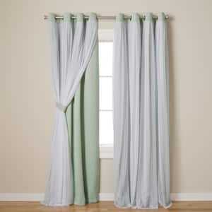 Talia Seafoam Solid Lined Room Darkening Grommet Top Curtain, 52 in. W x 96 in. L (Set of 2)