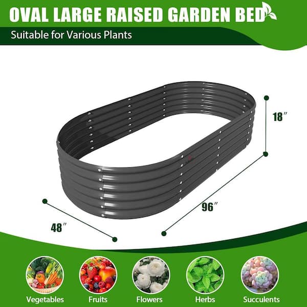 96 in. x 48 in. x 18 in. Grey Outdoor Galvanized Steel Raised