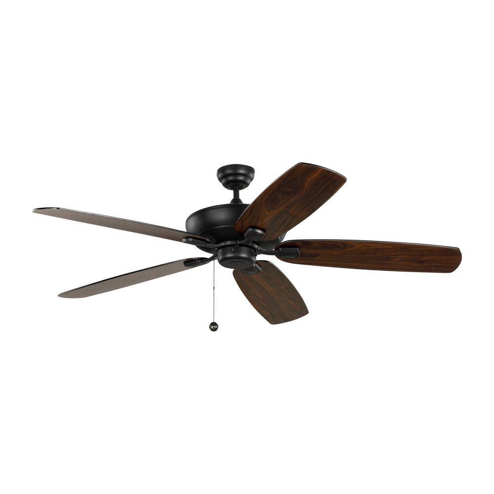 Midnight Black 60'' Low Profile Ceiling Fan with American Walnut Reversible Blades