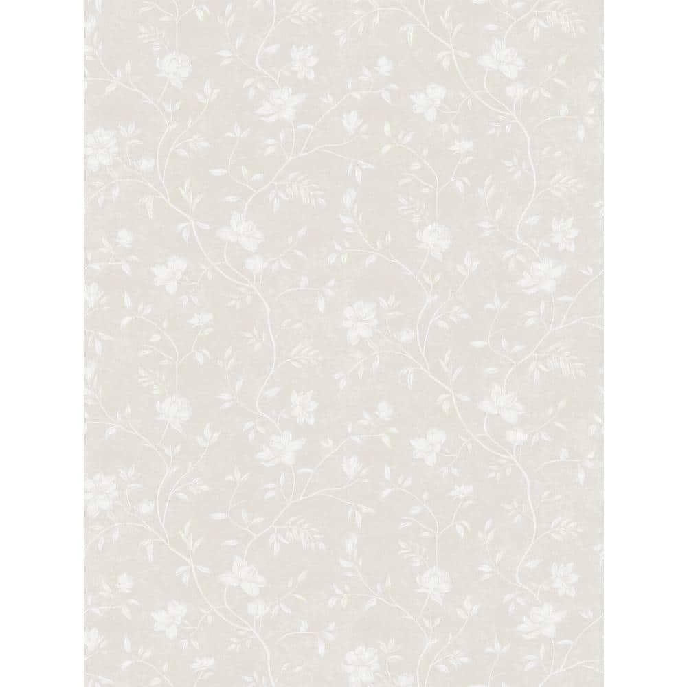 Spring Blossom Collection Magnolia Floral Vine Light Beige/White Matte Fini