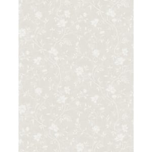 Spring Blossom Collection Magnolia Floral Vine Light Beige/White Matte Finish Non-Pasted Non-Woven Paper Wallpaper Roll