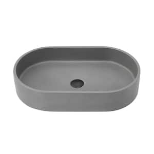 Vinnova Eibar 23.6 in . Vessel Oval Bathroom Sink in Gray Concrete
