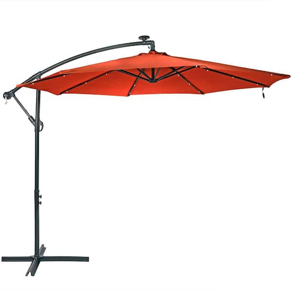 Sunnydaze 10 ft. Steel Cantilever Solar Patio Umbrella in Burnt Orange