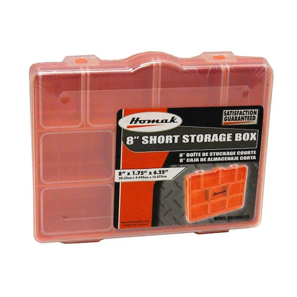 Homak 7-Compartment Non Stackable Storage Box Orange Small Parts Organizer