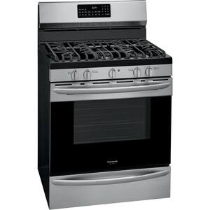 30 in. 5 Burner Freestanding Self-Cleaning Gas Range in Stainless Steel with Convection and Air Fry