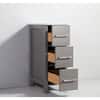 Brescia gray bathroom vanity drawer unit with all three drawers open.