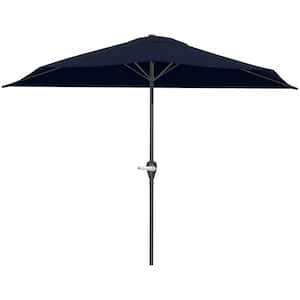9 ft. Half Market Outdoor Patio Umbrella with Easy Crank - Navy