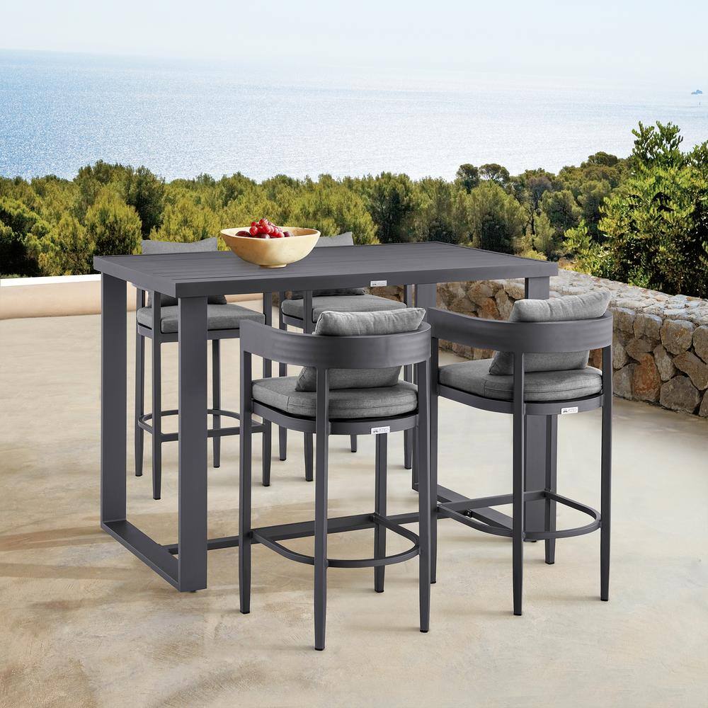 Argiope Dark Gray Aluminum Rectangular Bar Height Outdoor Dining Table