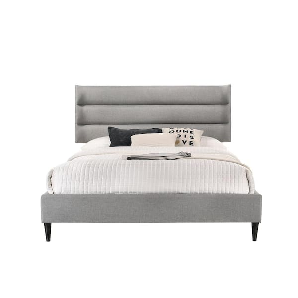 Luxeo Chester Gray King Upholstered Platform Bed With Wenge Legs Lux K6877 Gry1 The Home Depot