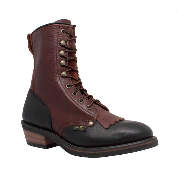 AdTec Women's 8 in. Work Boots - Soft Toe - Black/Dark Cherry Size 6.5(M)