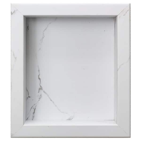 PALISADE 15.5 in. W x 17.5 in. H x 3.75 in. D Vinyl Waterproof Shower Niche Insert in Carrara Marble/Urban Glacier