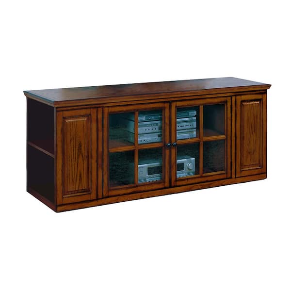 Leick Home 62 in. W Burnished Oak TV Stand Holds up to 70 in. W TV's