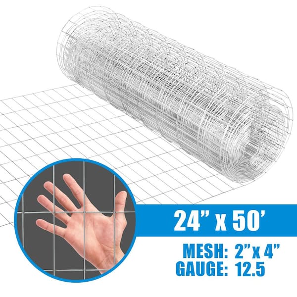 Fencer Wire 5 ft. x 100 ft. 12.5-Gauge Welded Wire Fence with Mesh 2 in. x  4 in. WB125-5X100M24 - The Home Depot