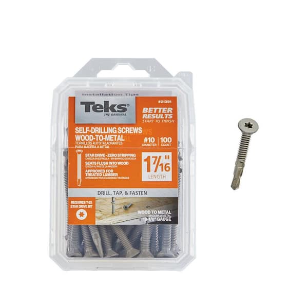 10 x 1-7/16 in. Star Drive Flat Head Self Tapping with Wings Screws (100-Pack)