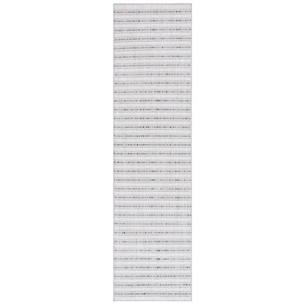 SAFAVIEH Martha Stewart Ivory/Charcoal 2 ft. x 8 ft. Muted Striped Runner Rug